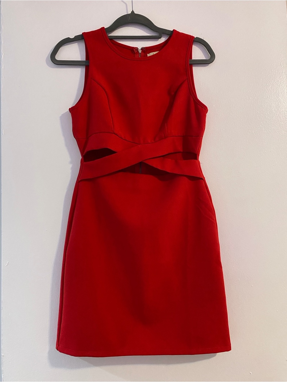 audrey Red Sleeveless Midi Dress with Waist Cutouts